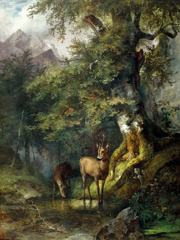 Gauermann_Waldlandschaft2Rehe